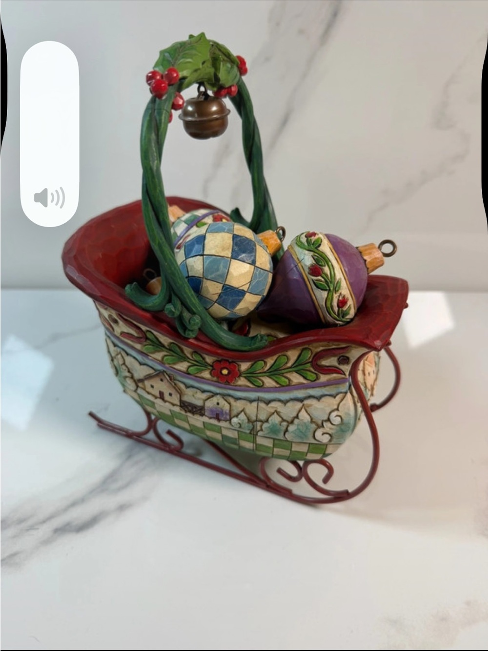 Colorful Red Holiday Sleigh Accent with Ornaments - Jim Shore 3 Jim Shore sets.